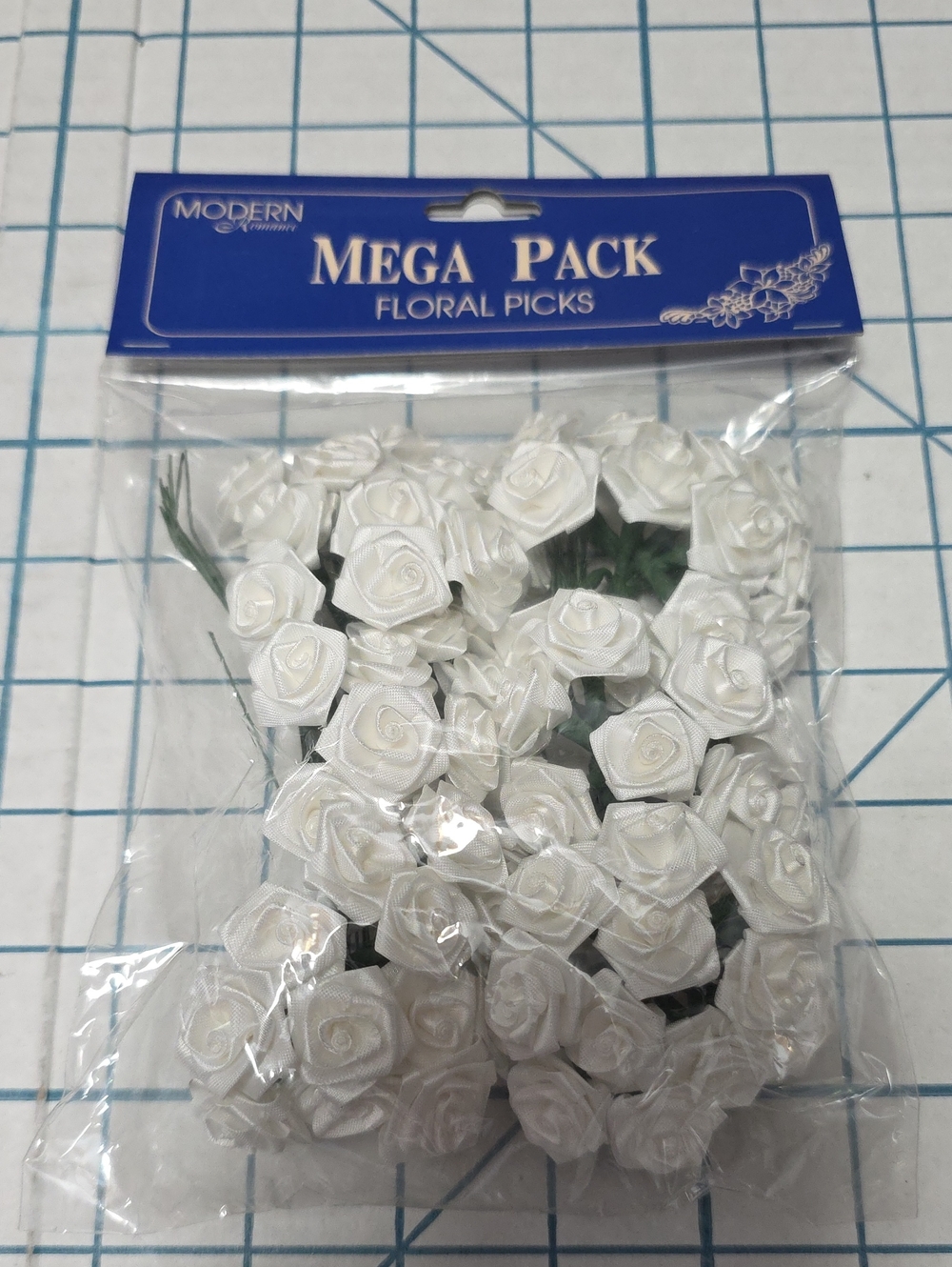 Modern Romance RibbonRoseWhite Floral Picks - Decorative Flower Accents 6 Ea NIP